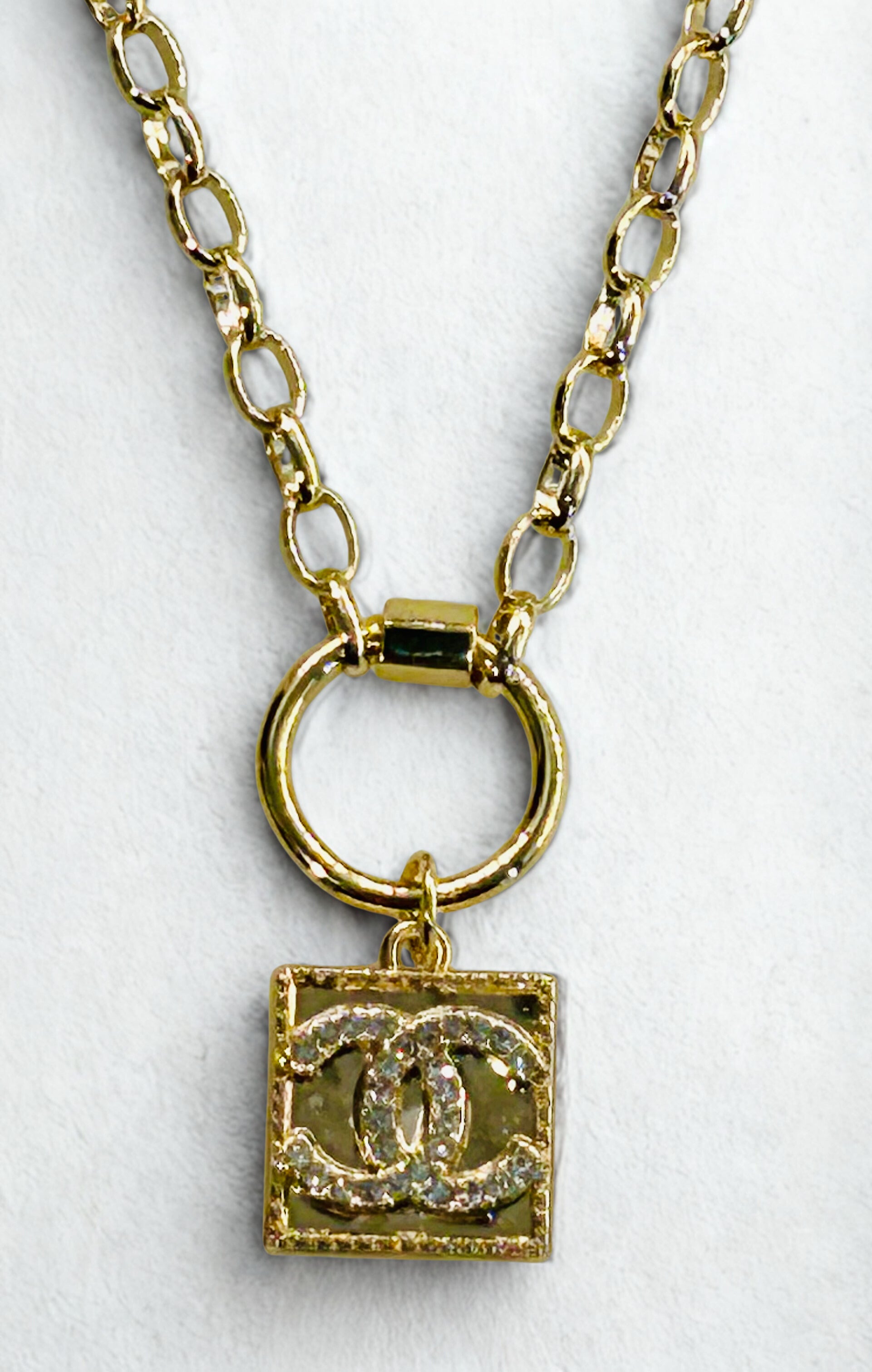 Square Crystal Charm Necklace