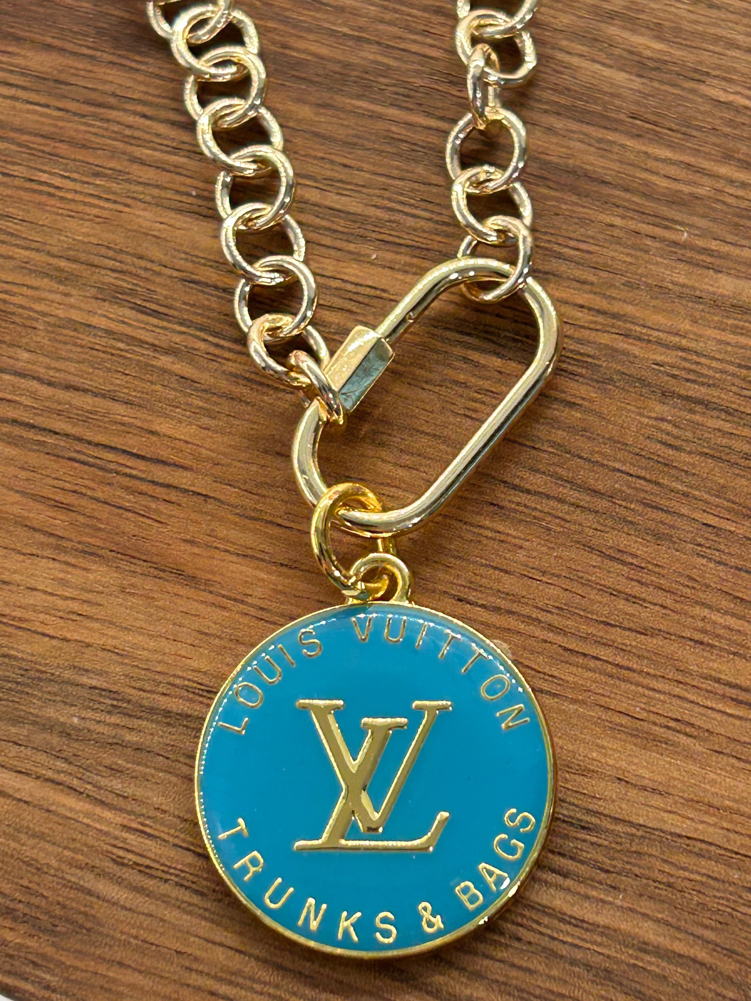 Round Charm Necklace - Blue