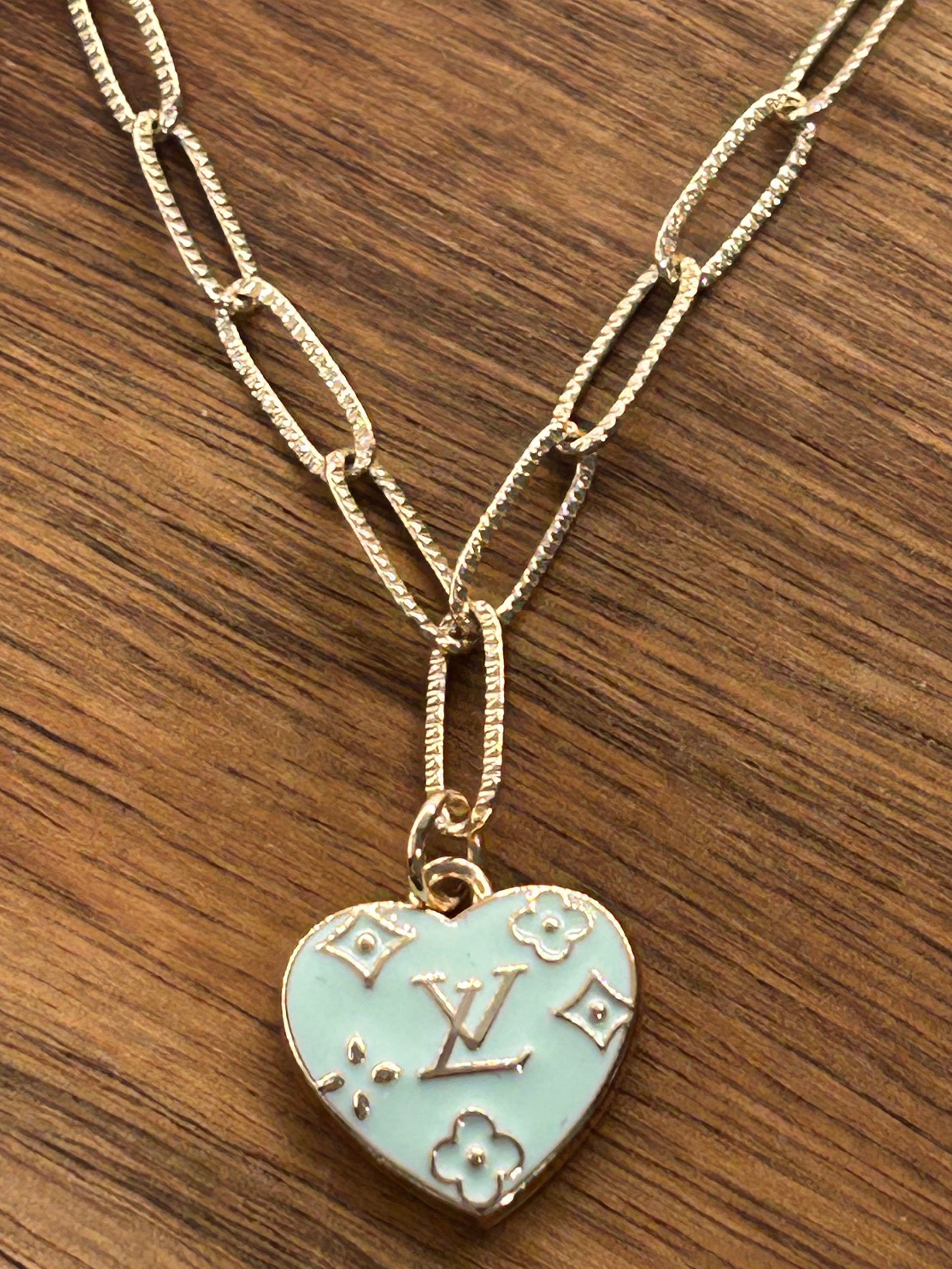 Heart Charm Necklace - Teal