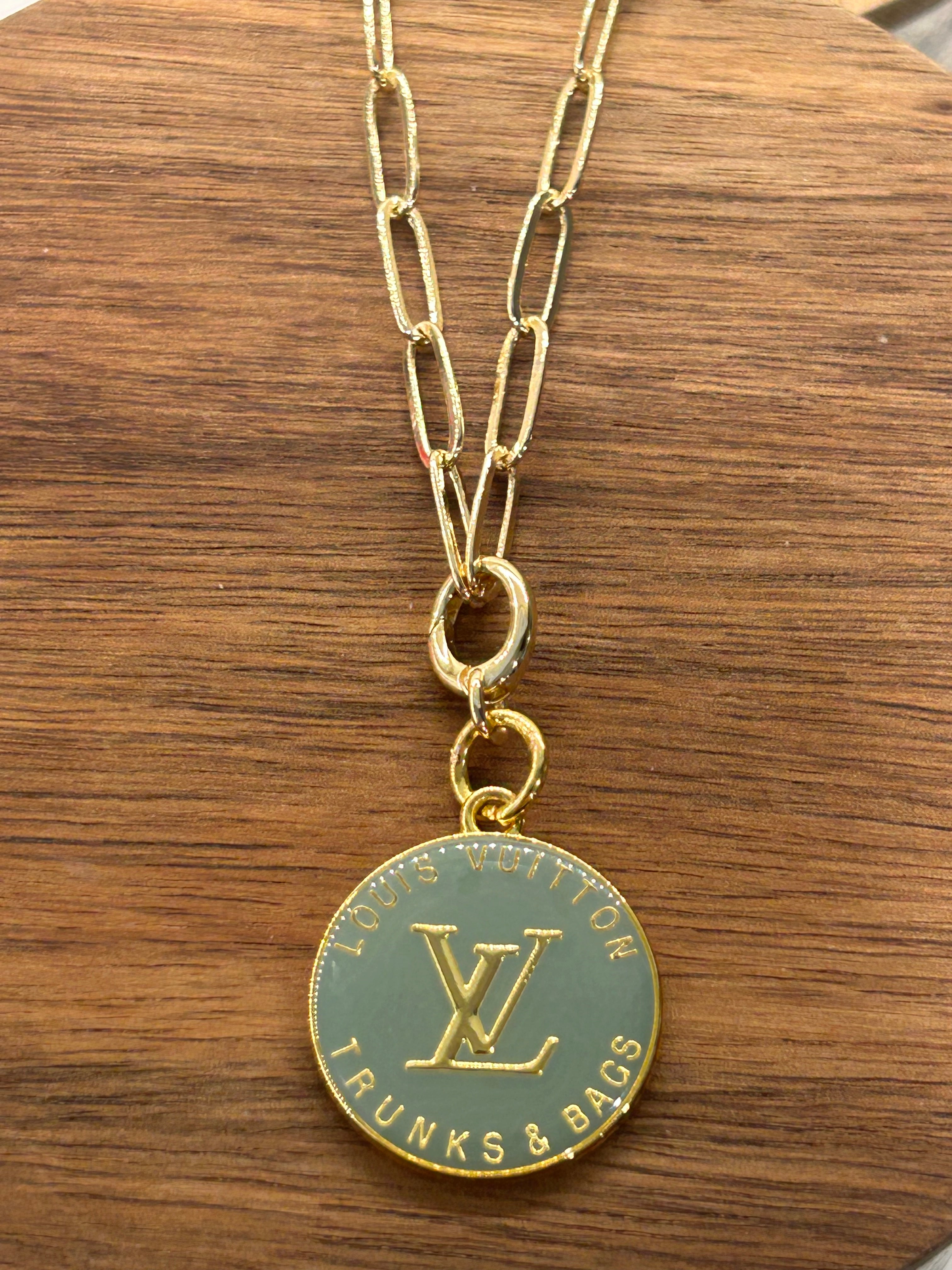 Round Charm Necklace - Muted Teal