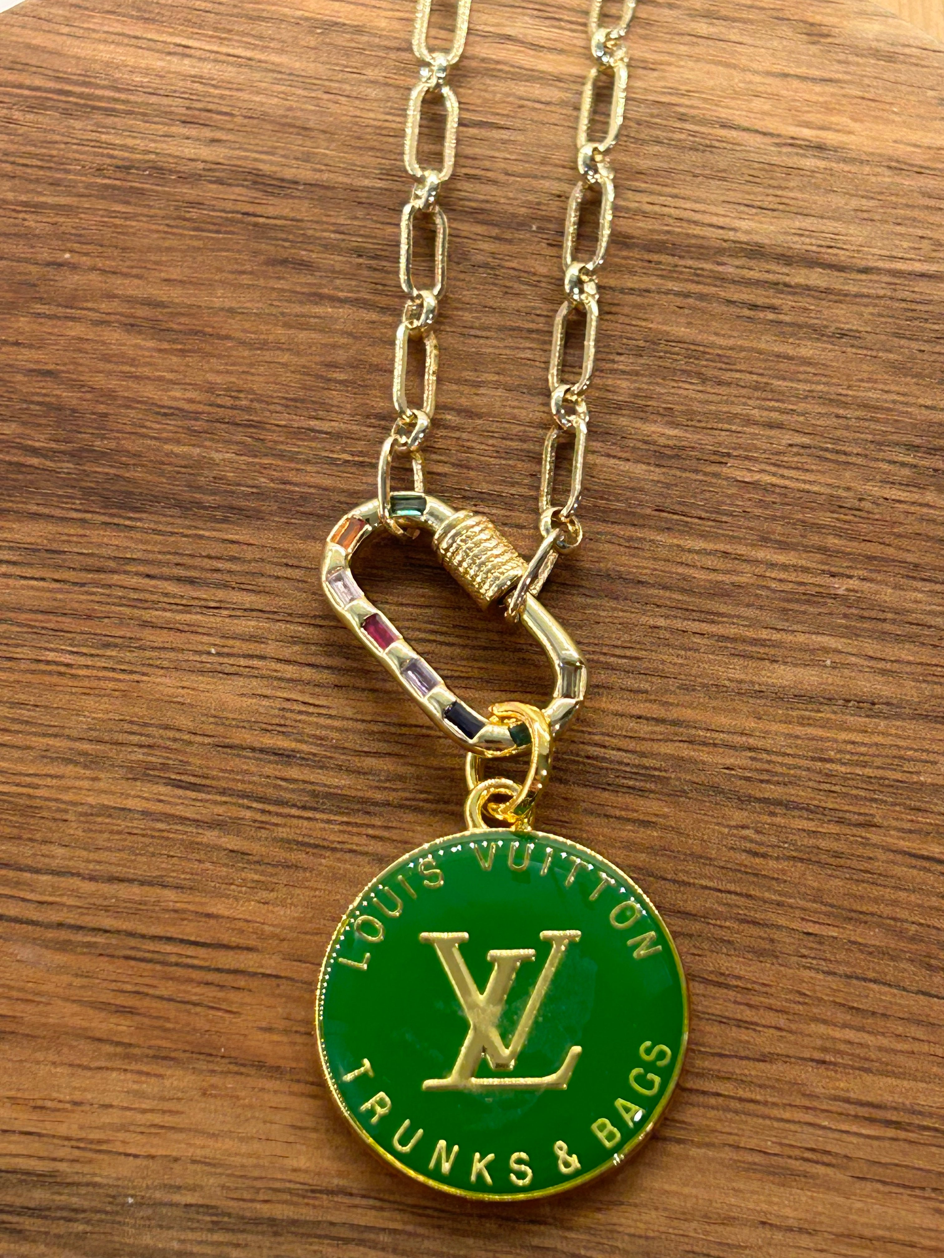 Round Charm Necklace - Bright Kelly Green