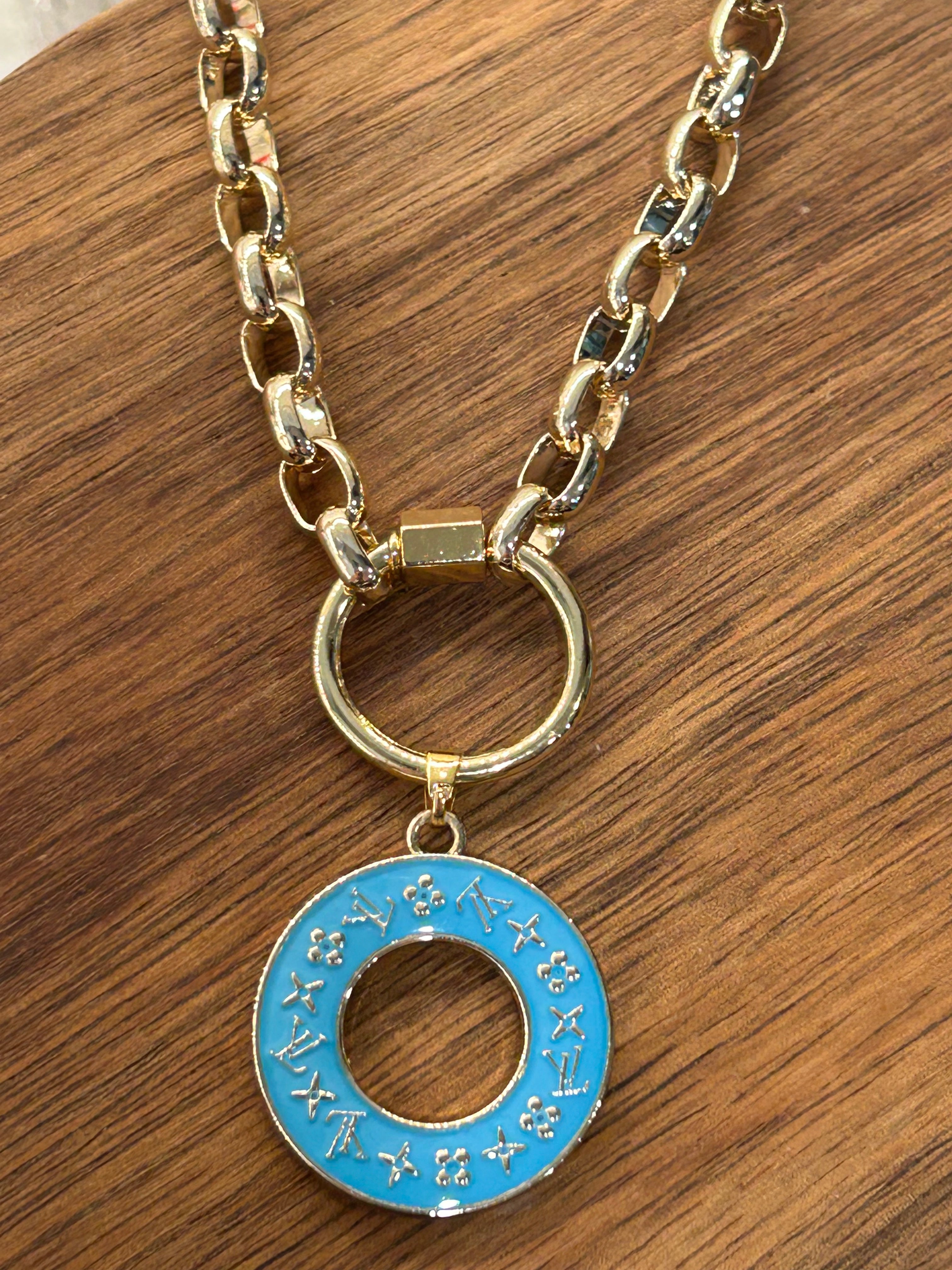 Donut Charm Necklace - Turquoise