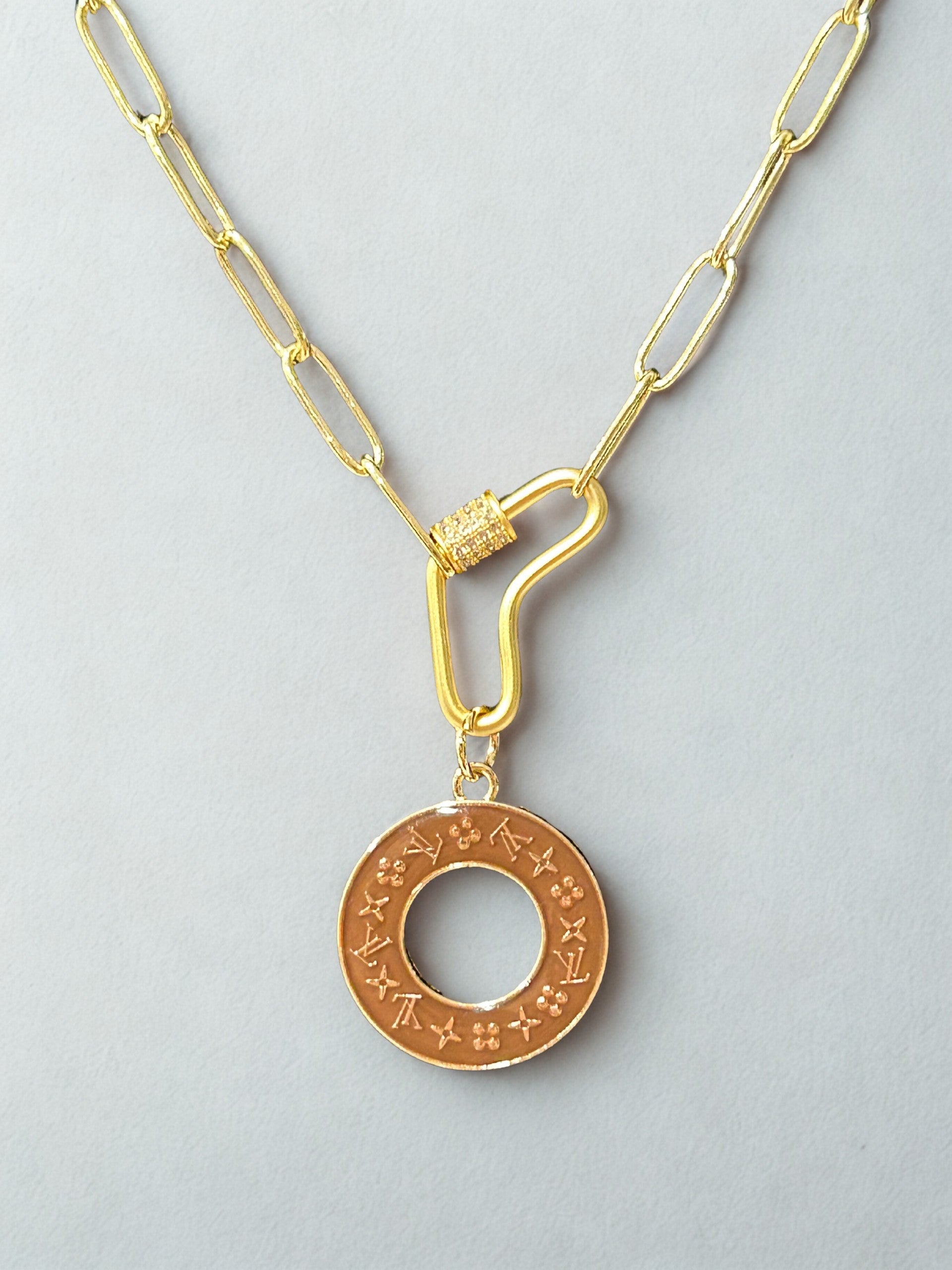 Donut Charm Necklace - Rich Brown