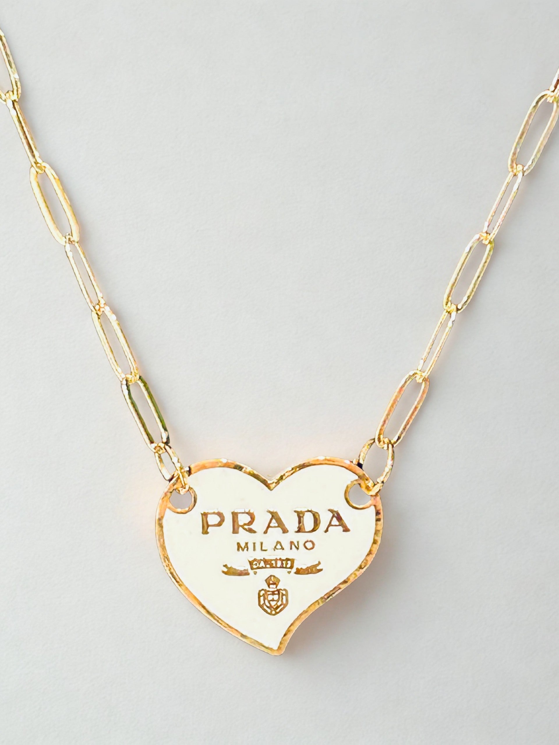 Prada Heart Tag - Gold & White