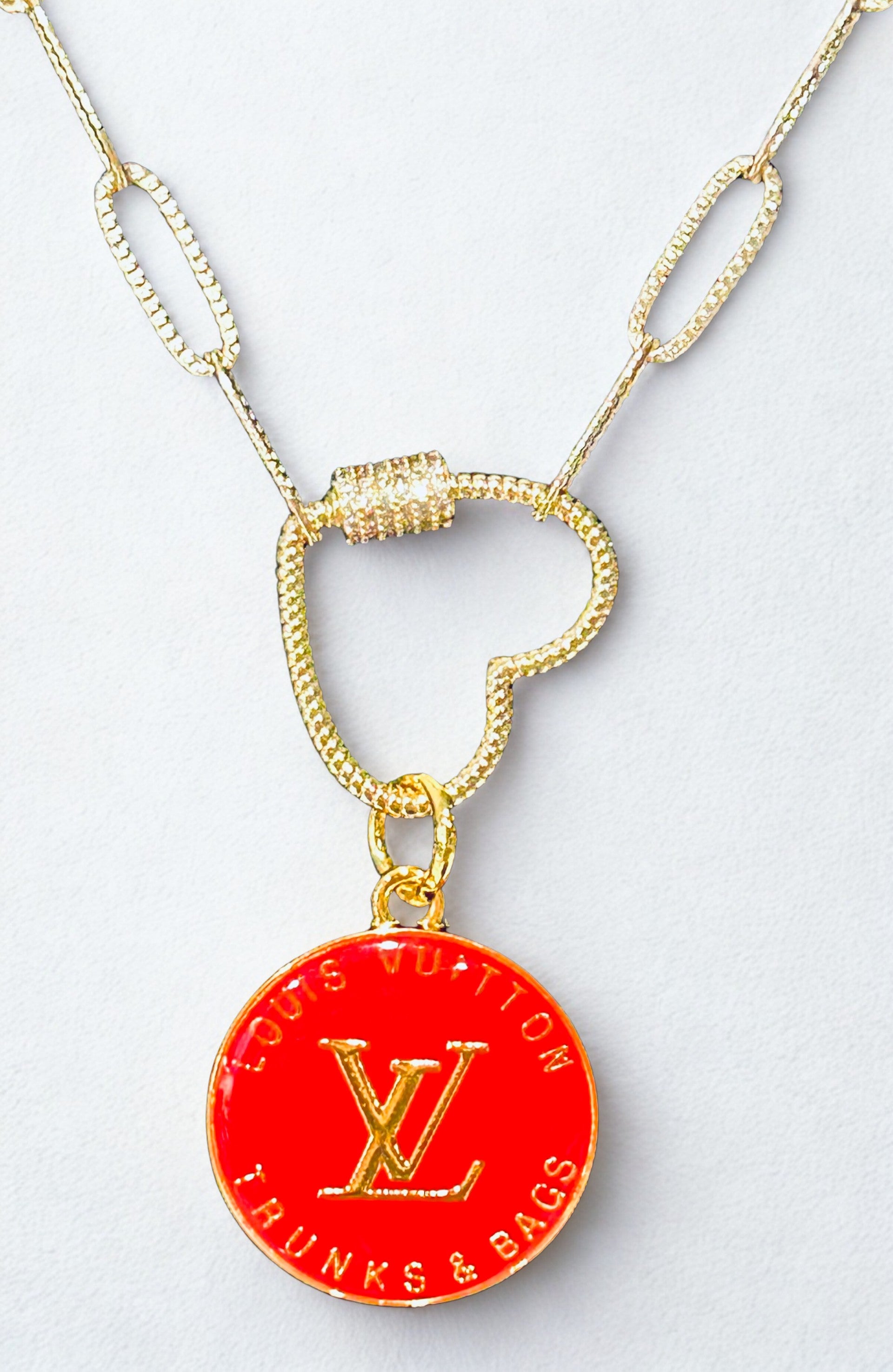 Louis Vuitton Red Charm Heart Necklace - PaperClip Chain