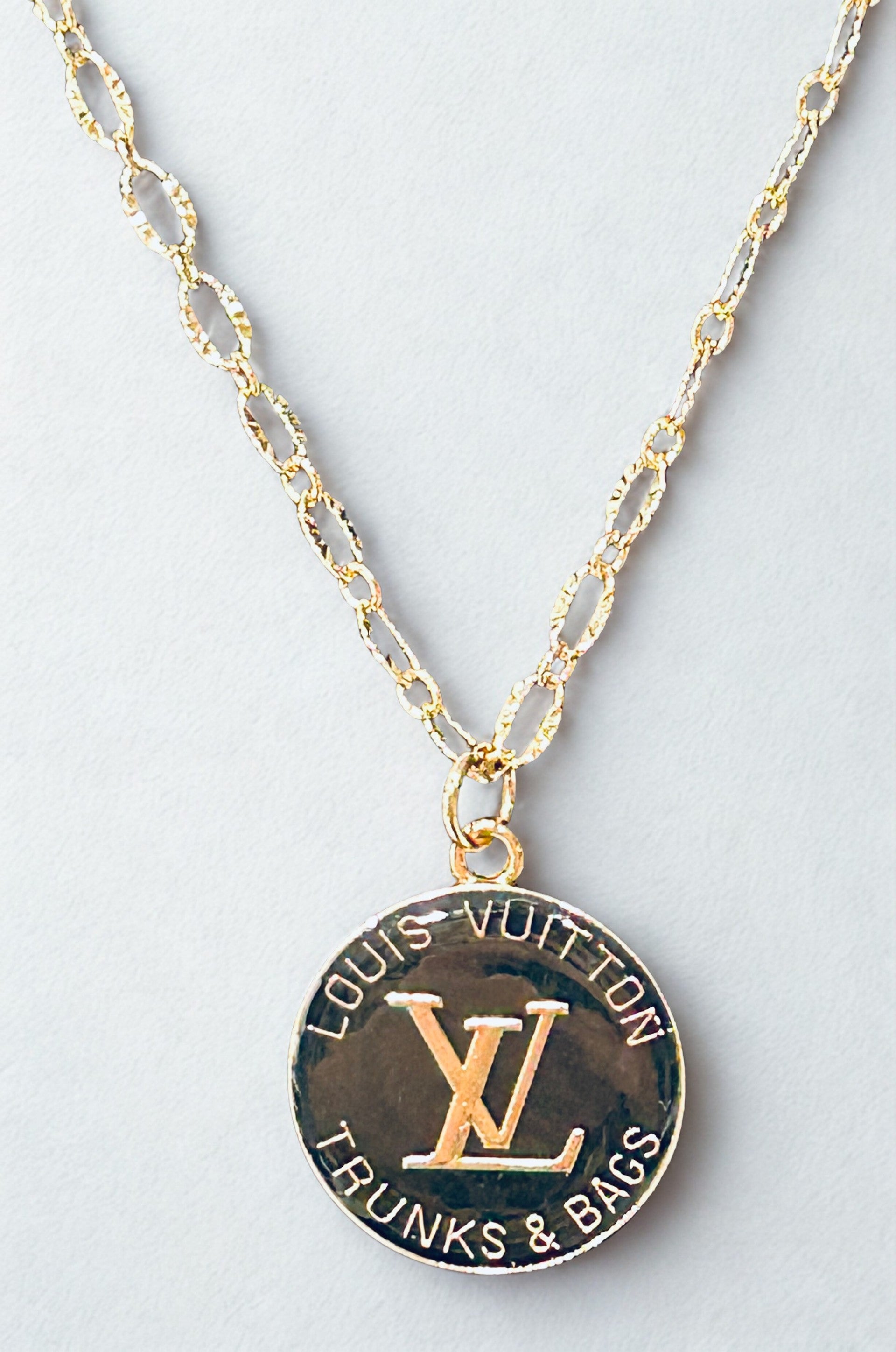 Louis Vuitton Black Round Charm Necklace