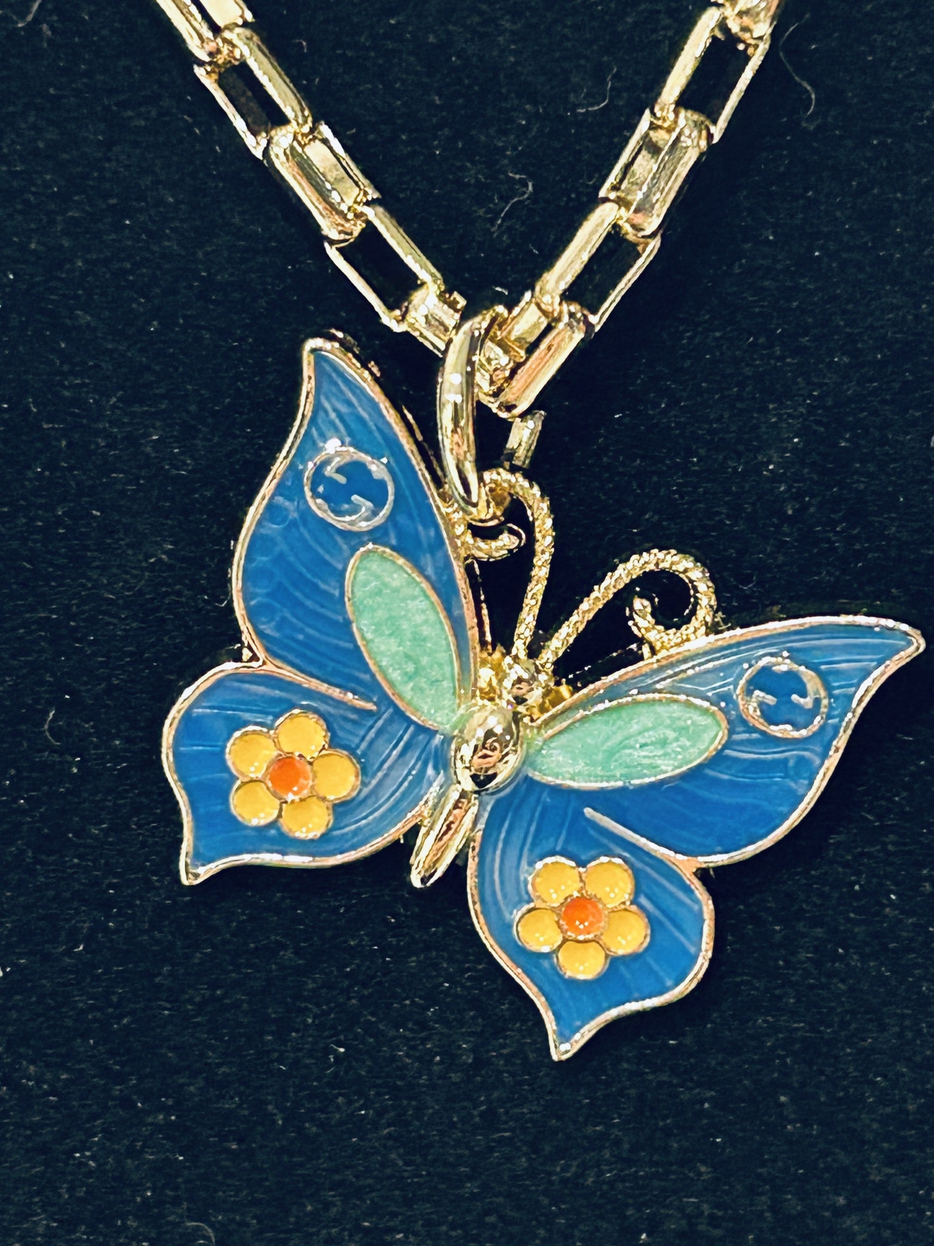 Gucci Enamel Butterfly Necklace